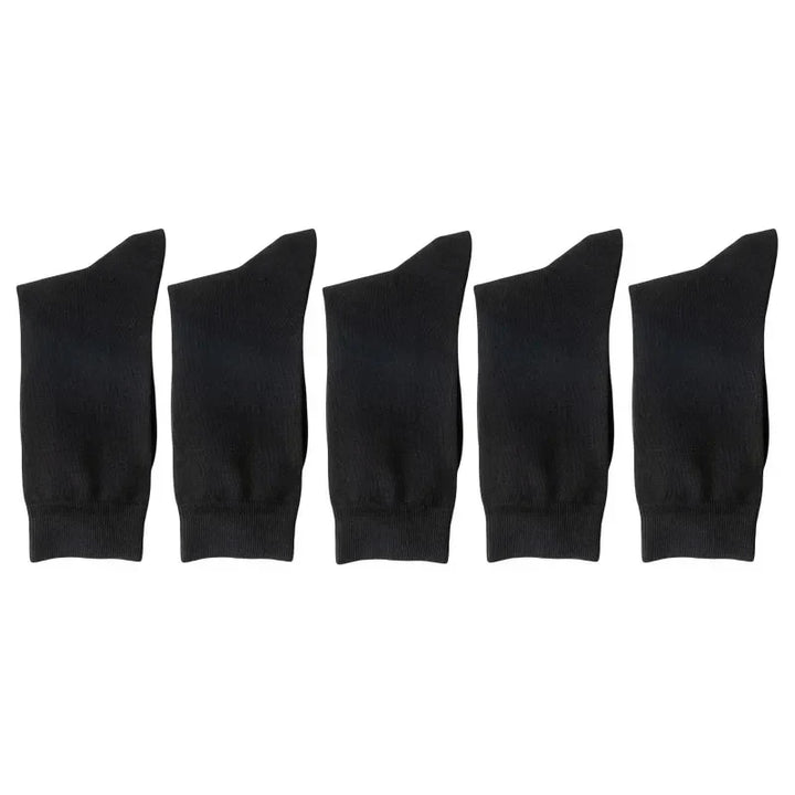 Men's Ribbed Crew Socks - 5 Pack - Black