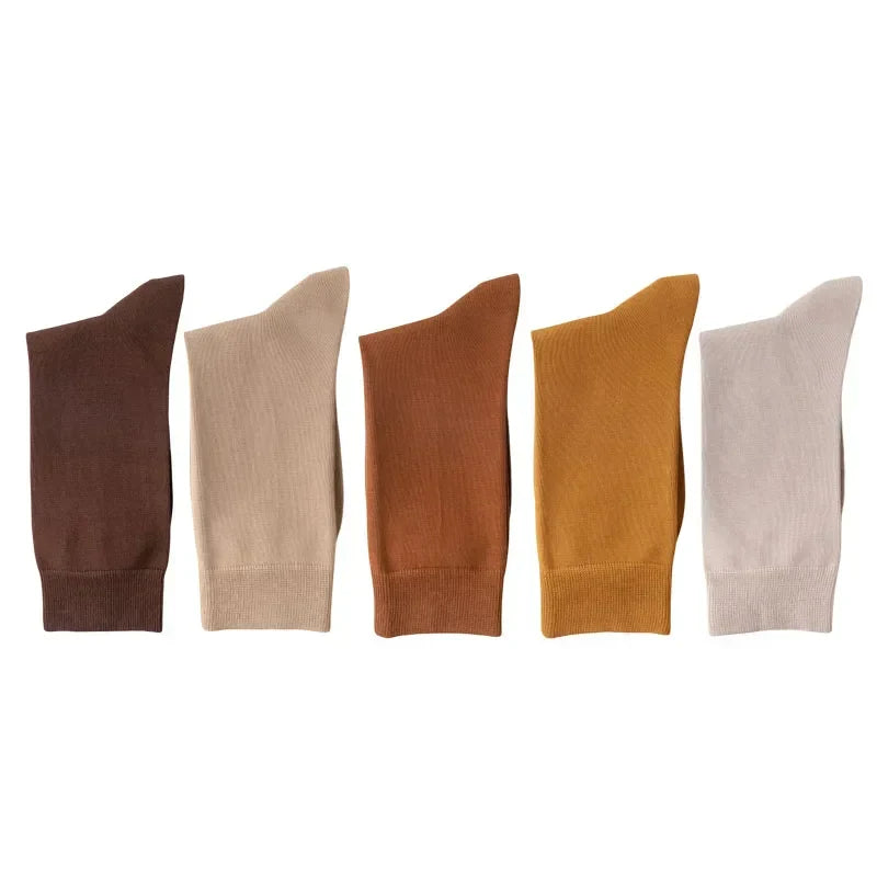 Men's Ribbed Crew Socks - 5 Pack - Warm Earth