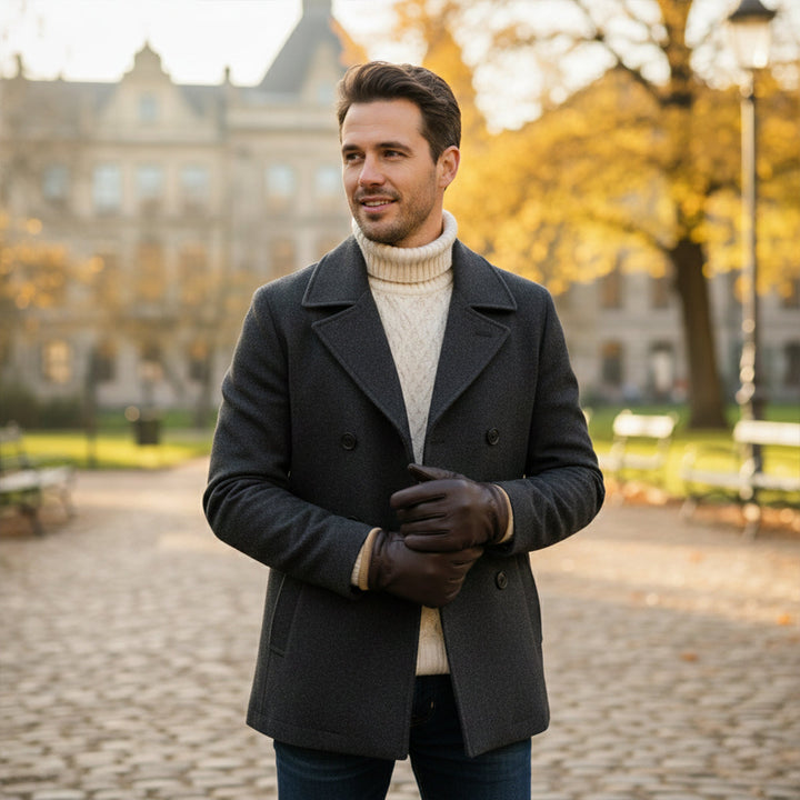 Men's Faux Leather Wool Lined Winter Driving Gloves - photo 10