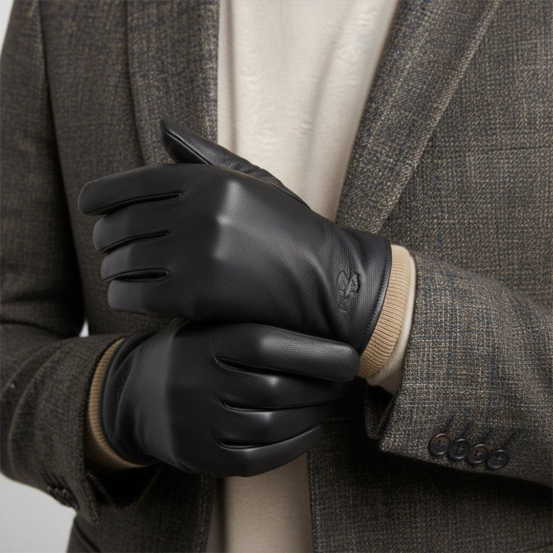 Men's Faux Leather Wool Lined Winter Driving Gloves - photo 2