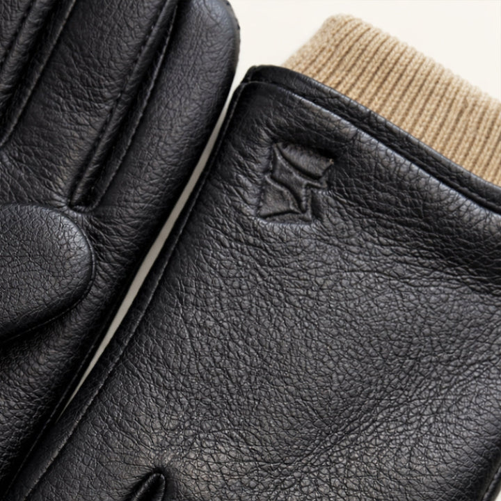 Men's Faux Leather Wool Lined Winter Driving Gloves - photo 4