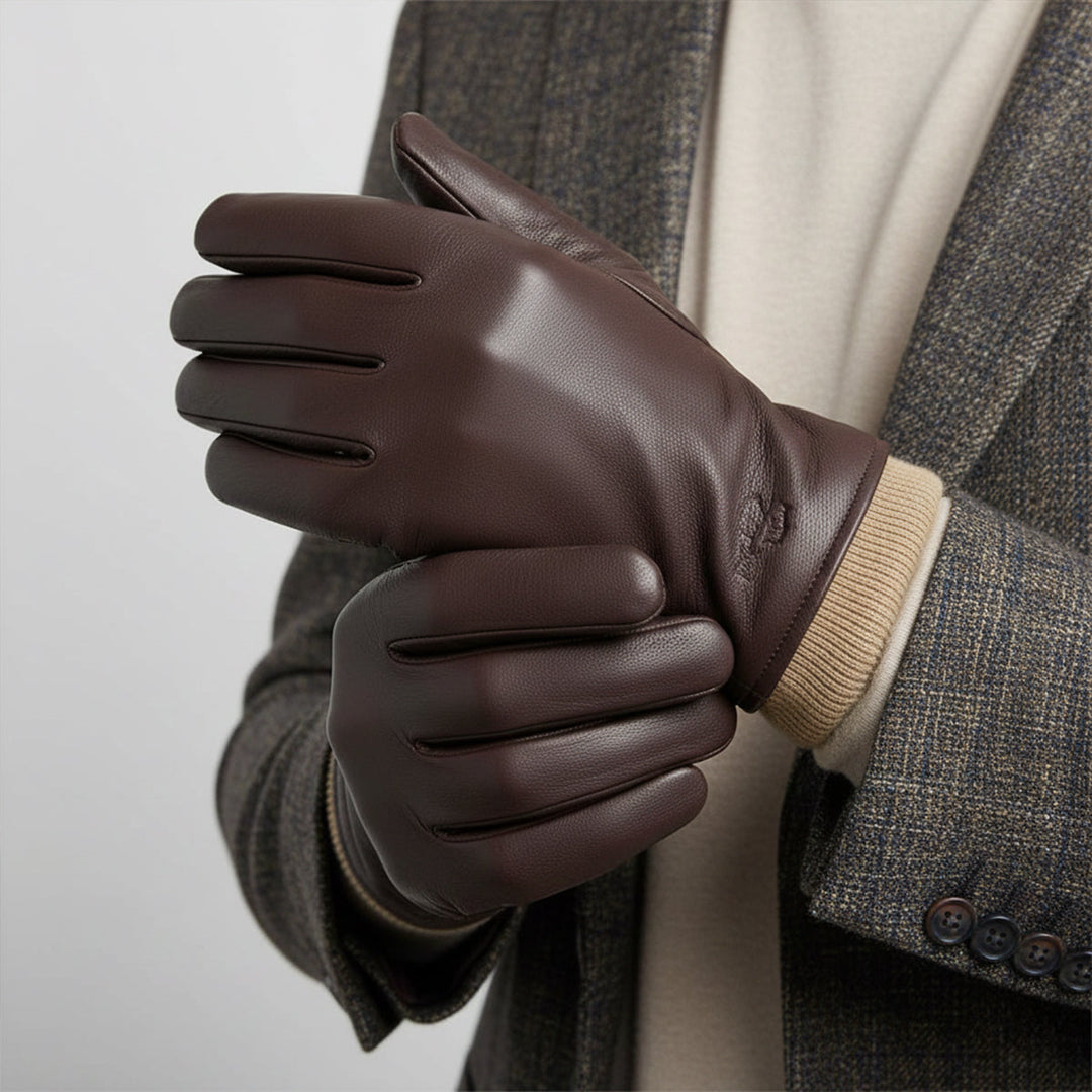 Men's Faux Leather Wool Lined Winter Driving Gloves - photo 7