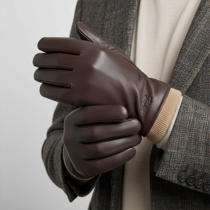 Men's Faux Leather Wool Lined Winter Driving Gloves - photo 7