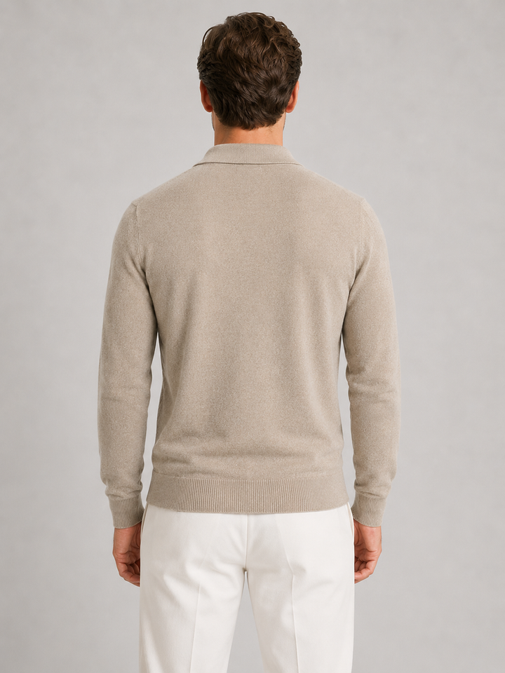 Men's Fine Knit Quarter Zip Polo Jumper - photo 2