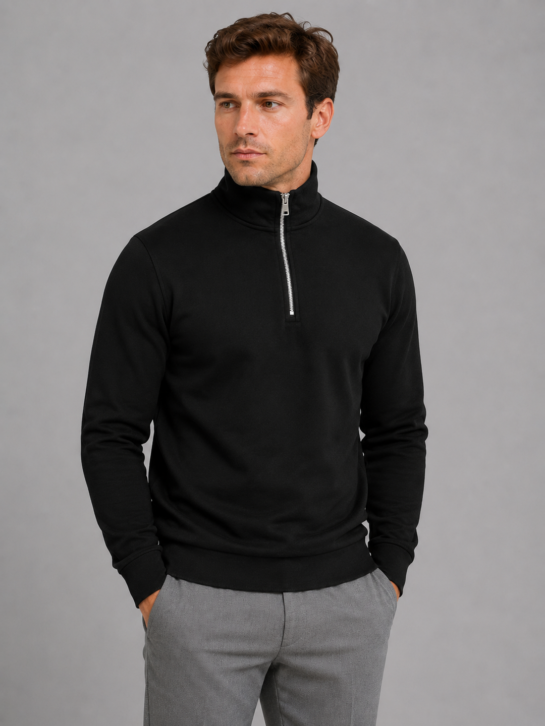 Men's Half-Zip High Neck Sweatshirt - photo 3