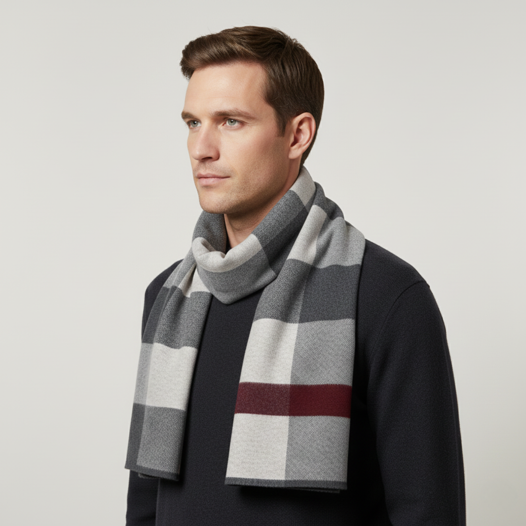 Men's Knit Plaid Scarf - photo 4