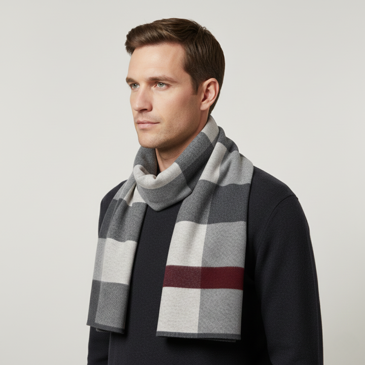 Men's Knit Plaid Scarf - photo 4