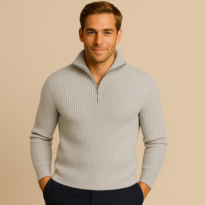 Men's Knitted Quarter Zip Sweater - photo 2
