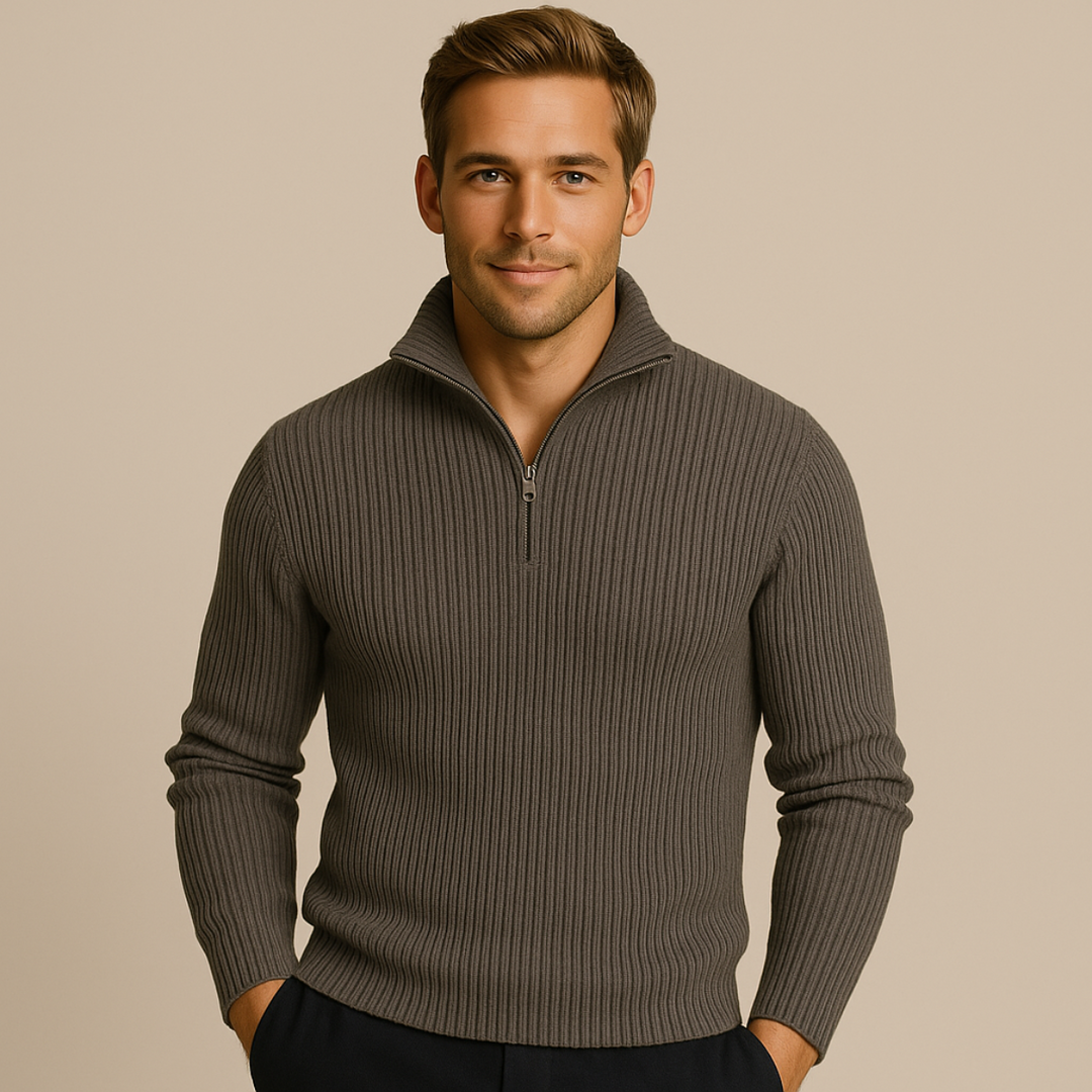 Men's Knitted Quarter Zip Sweater - photo 5