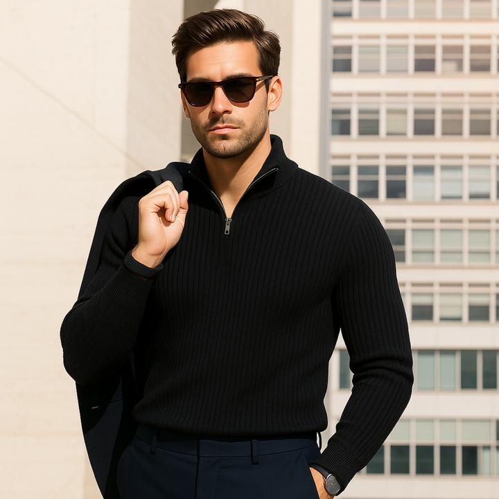 Men's Knitted Quarter Zip Sweater - photo 6