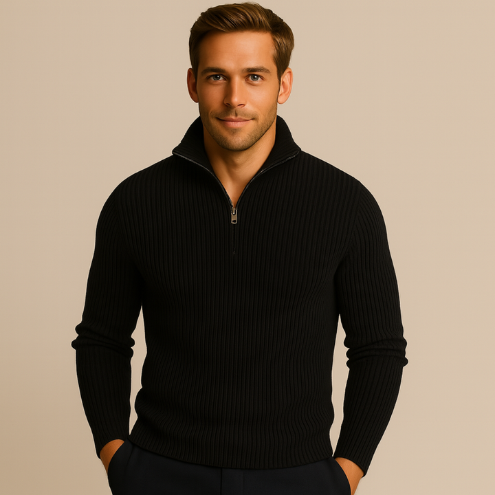 Men's Knitted Quarter Zip Sweater - photo 7