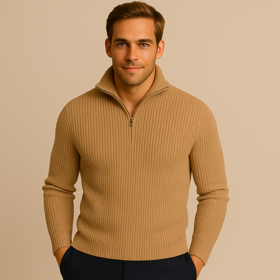 Men's Knitted Quarter Zip Sweater - photo 8
