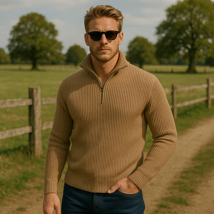 Men's Knitted Quarter Zip Sweater - photo 9