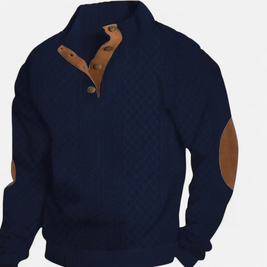 Men's Knitted Relaxed Jumper with Button Front - photo 11