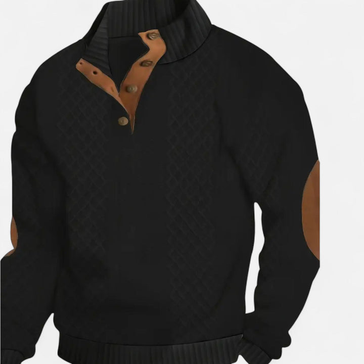 Men's Knitted Relaxed Jumper with Button Front - photo 2