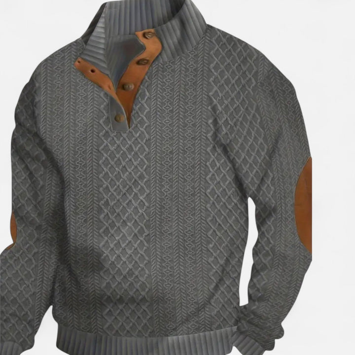 Men's Knitted Relaxed Jumper with Button Front - photo 4