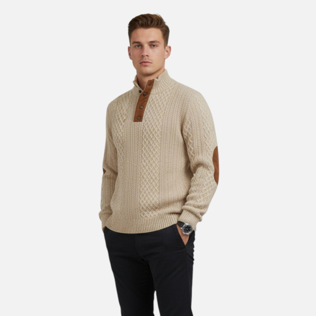 Men's Knitted Relaxed Jumper with Button Front - photo 6