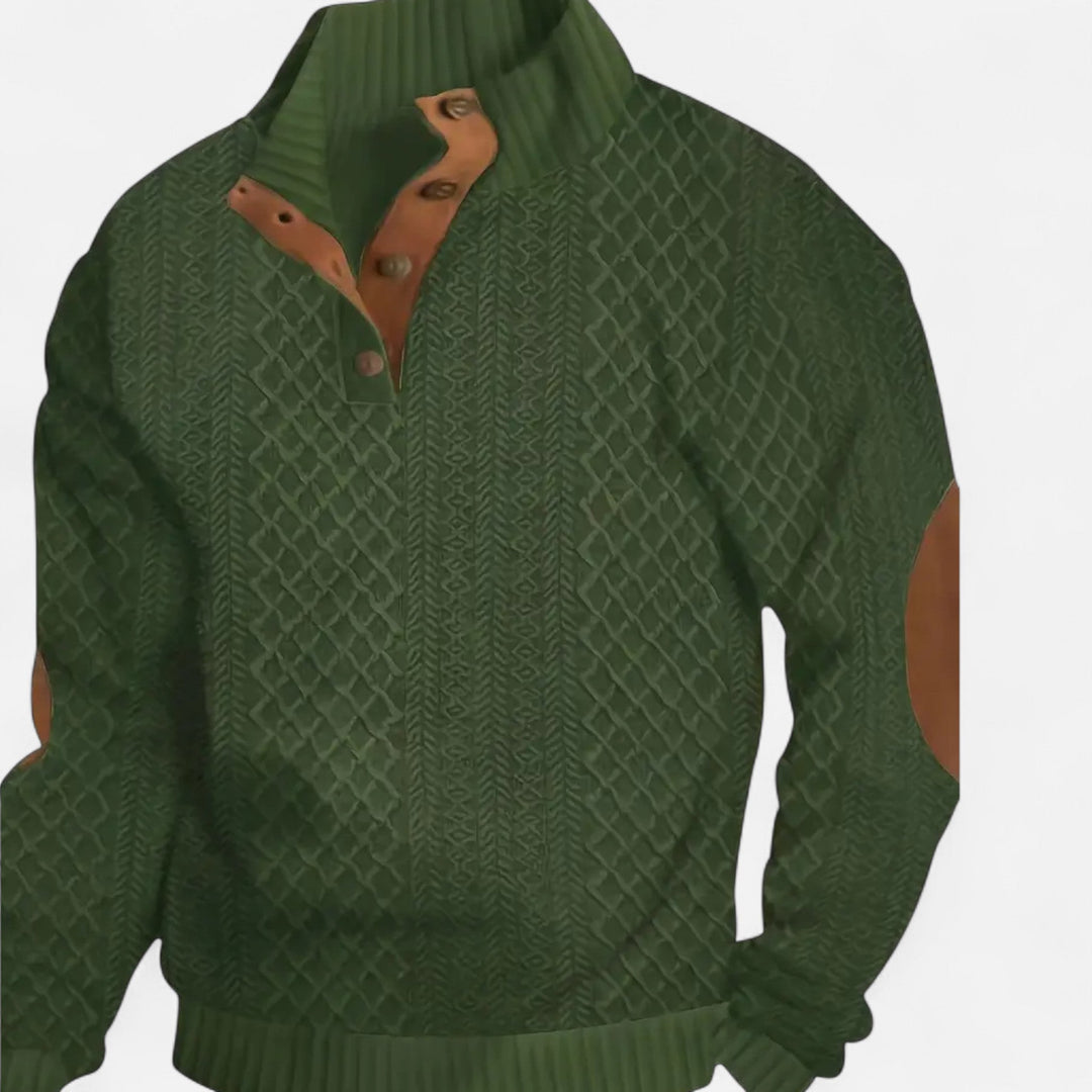 Men's Knitted Relaxed Jumper with Button Front - photo 8