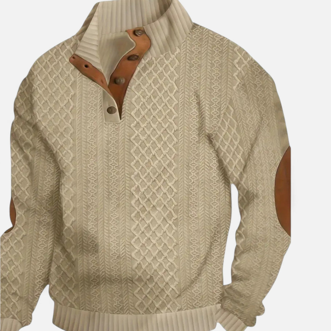 Men's Knitted Relaxed Jumper with Button Front - photo 9