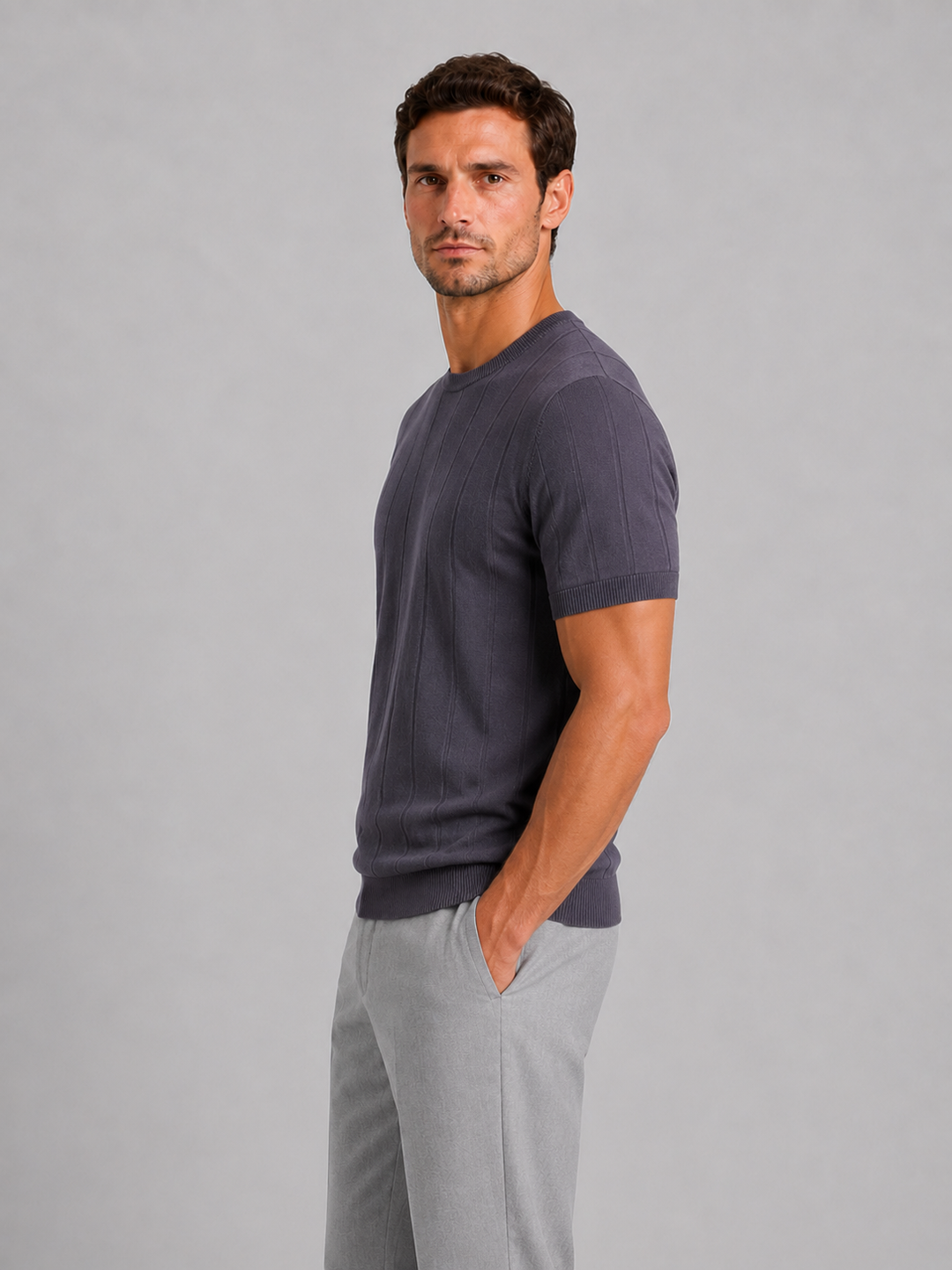Men's Knitted Short Sleeve T-Shirt - photo 7