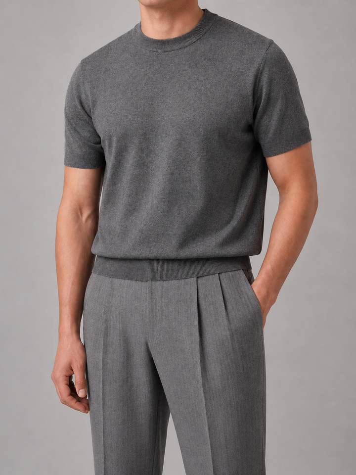 Men's Knitted Short Sleeve Crew Neck T-Shirt - photo 1