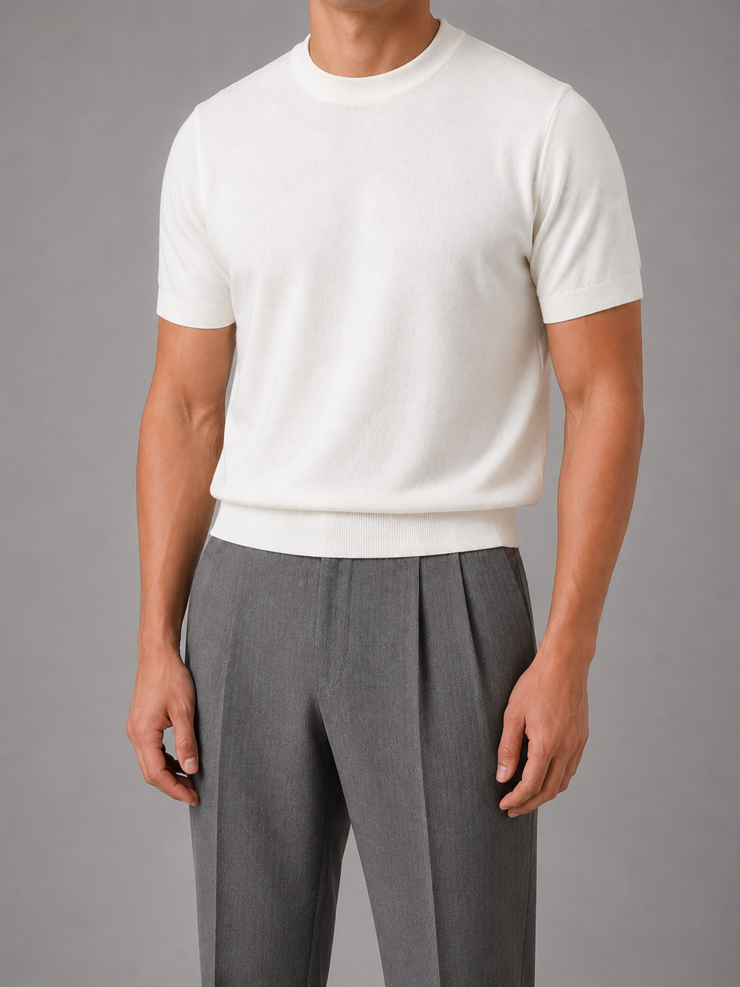 Men's Knitted Short Sleeve Crew Neck T-Shirt - photo 2