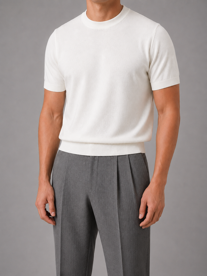 Men's Knitted Short Sleeve Crew Neck T-Shirt - photo 2