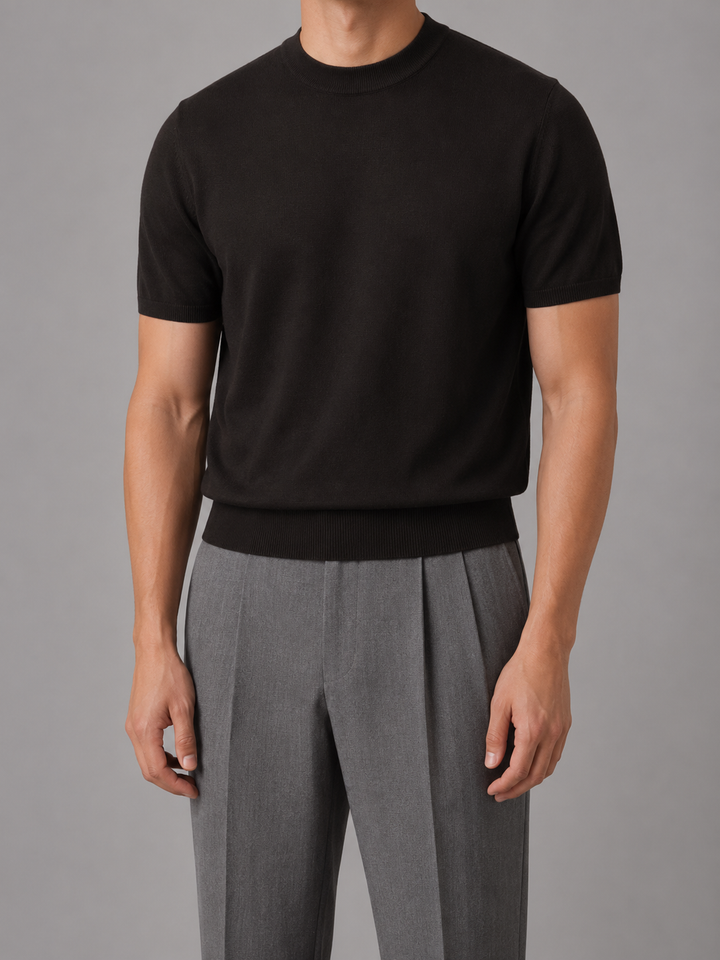 Men's Knitted Short Sleeve Crew Neck T-Shirt - photo 3