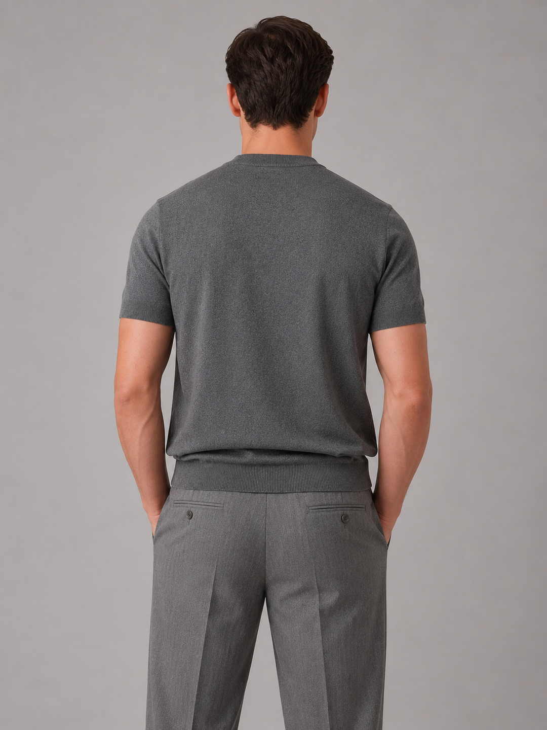 Men's Knitted Short Sleeve Crew Neck T-Shirt - photo 5