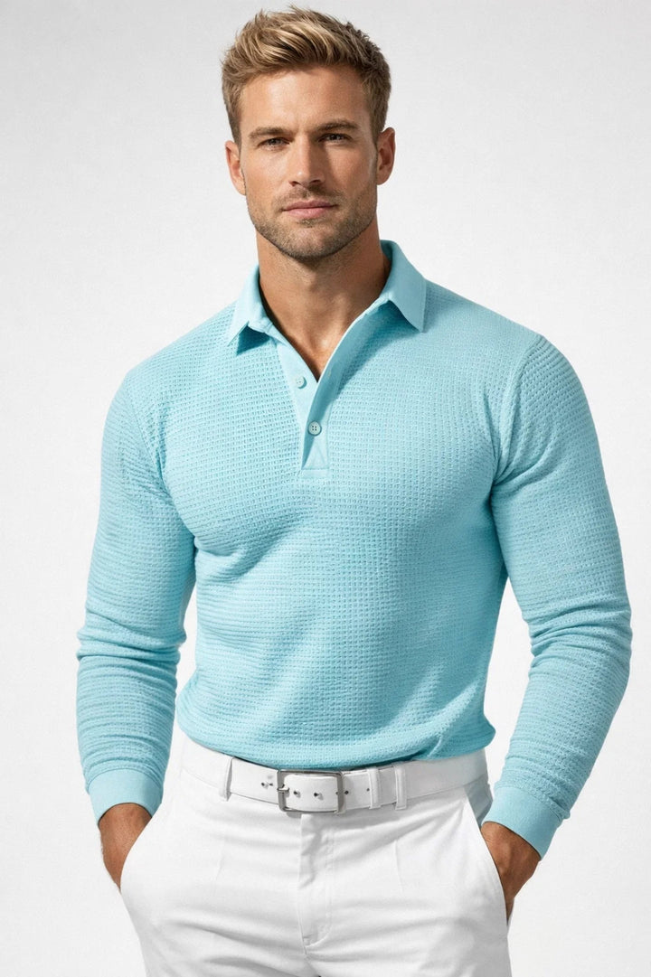 Men's Knitted Slim-Fit Polo Shirt - photo 2