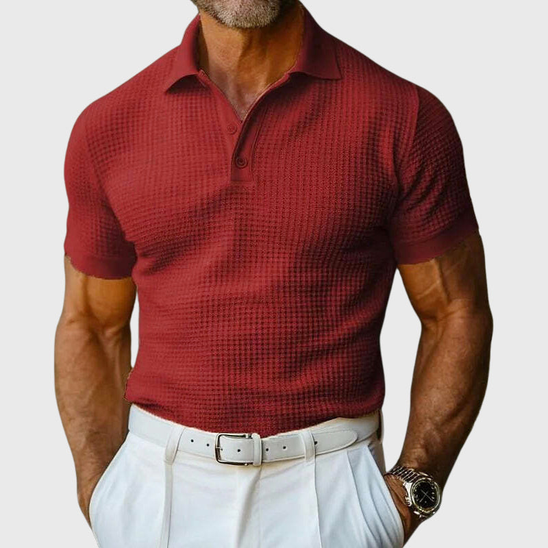 Men's Knitted Slim-Fit Button-Front Polo Shirt - photo 3