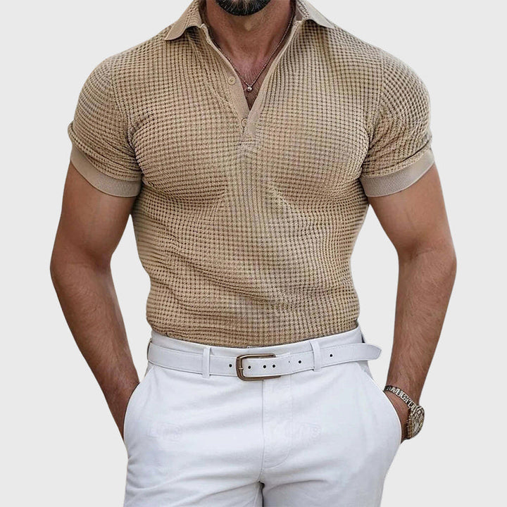 Men's Knitted Slim-Fit Button-Front Polo Shirt - photo 4