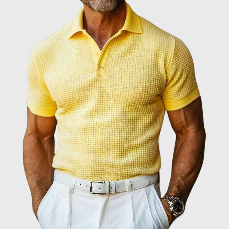 Men's Knitted Slim-Fit Button-Front Polo Shirt - photo 5