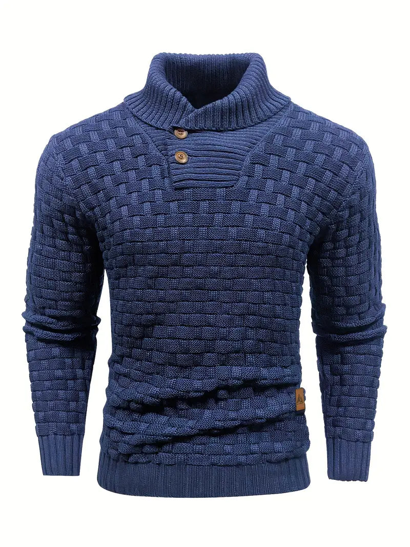 Men's Textured Knit Jumper with Shawl Collar - photo 1