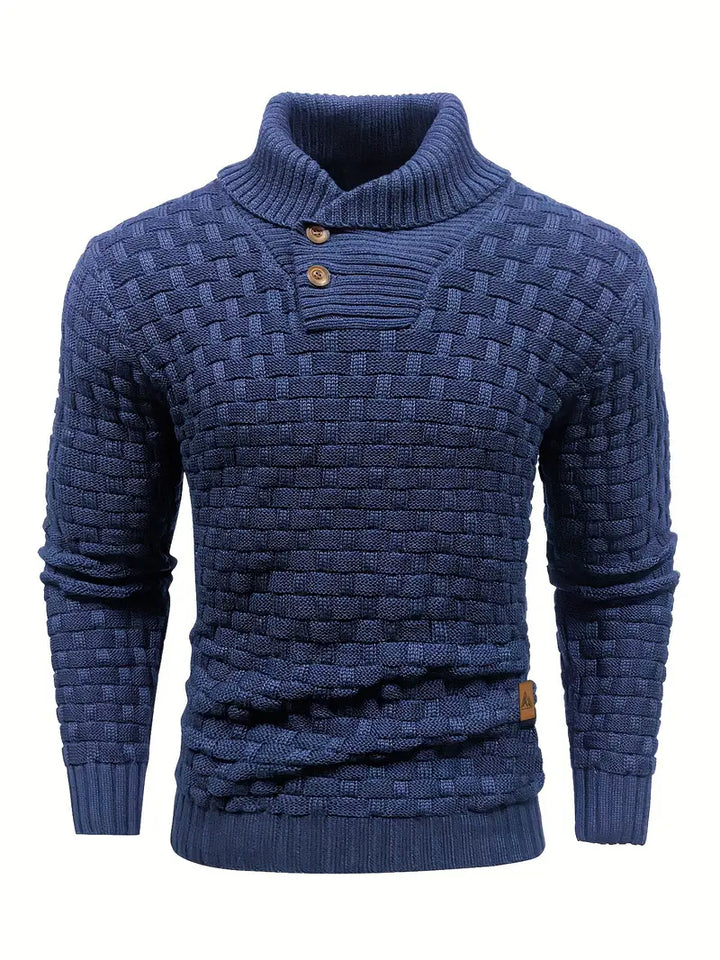Men's Textured Knit Jumper with Shawl Collar - photo 1