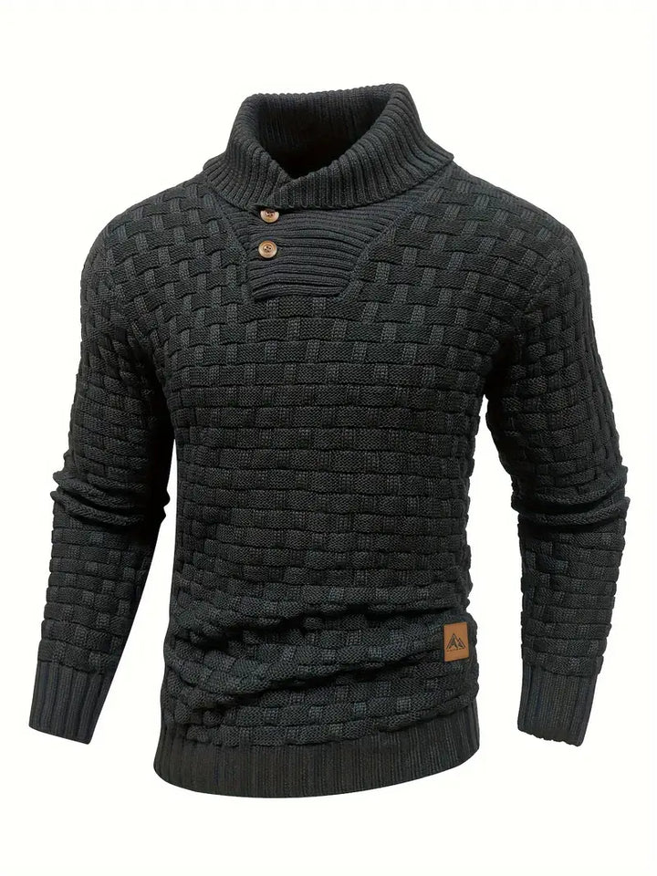 Men's Textured Knit Jumper with Shawl Collar - photo 2