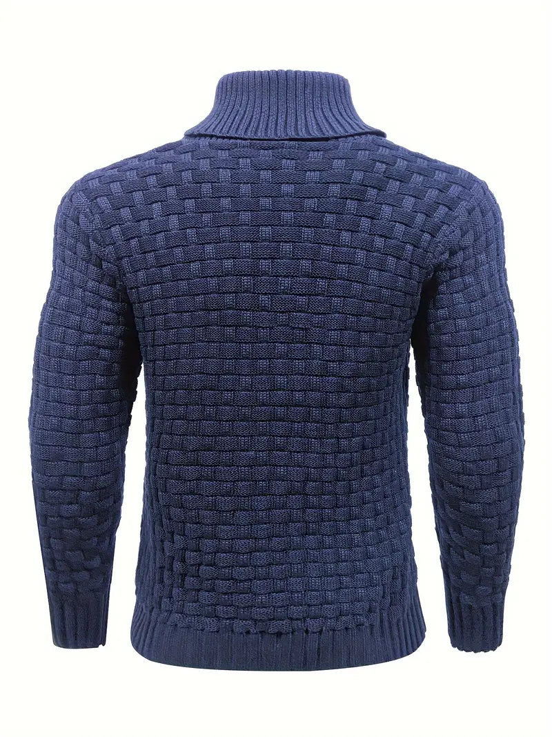 Men's Textured Knit Jumper with Shawl Collar - photo 6