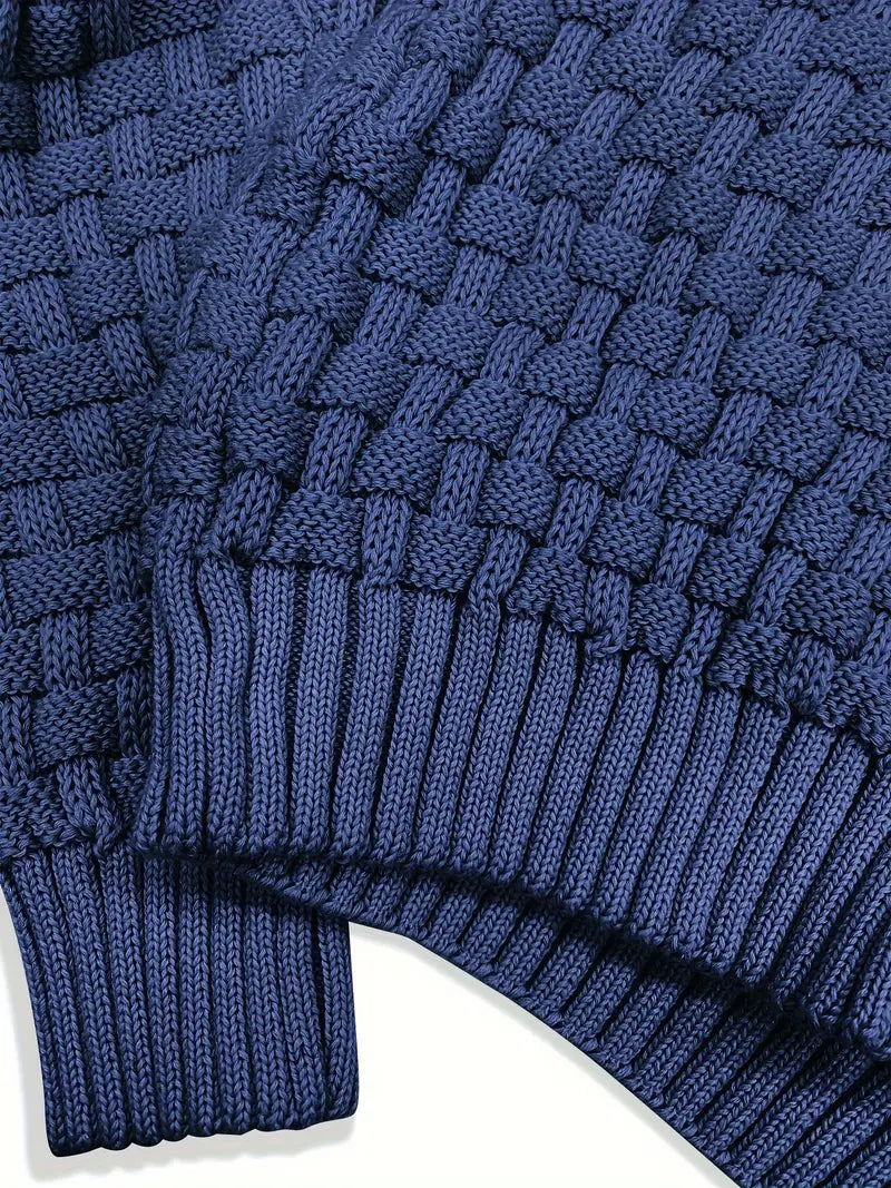 Men's Textured Knit Jumper with Shawl Collar - photo 7