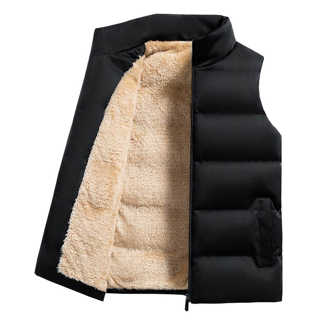 Men's Fleece-Lined Quilted Gilet with Zip Front - photo 1