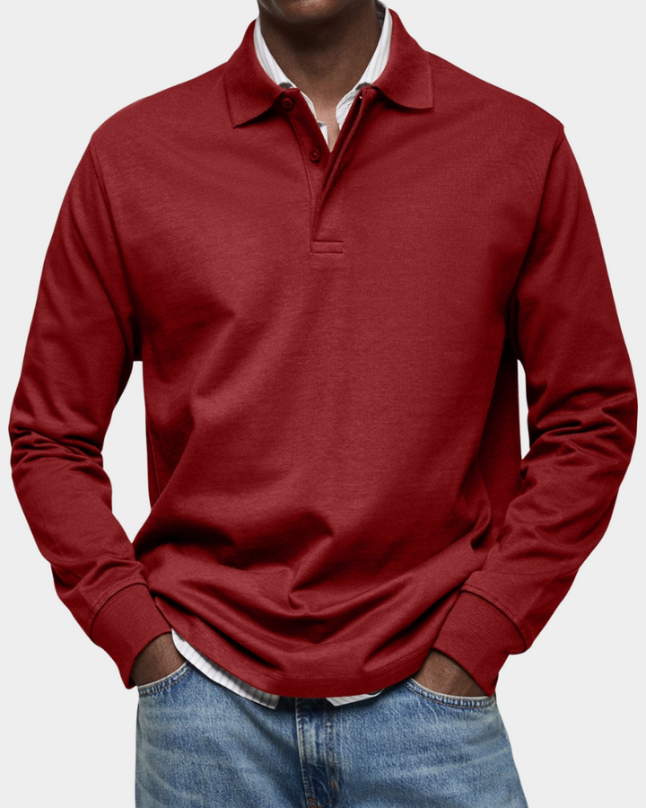 Men's Long Sleeve Collared Button-Front Polo Shirt - photo 10