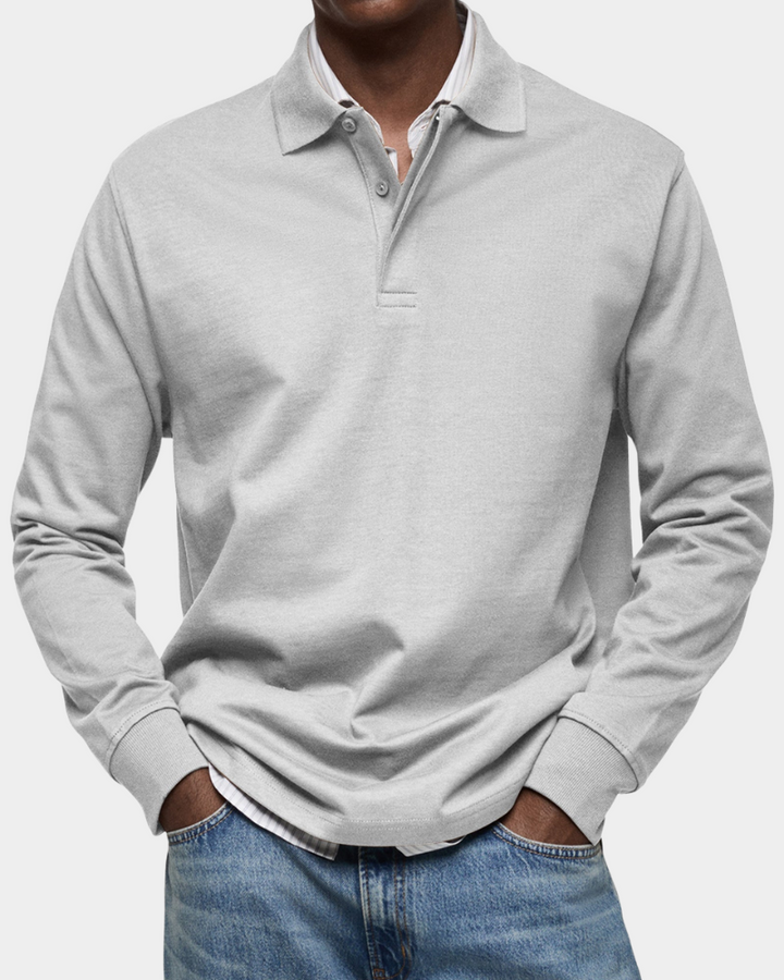 Men's Long Sleeve Collared Button-Front Polo Shirt - photo 4