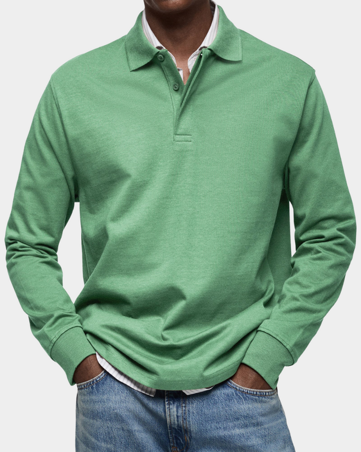 Men's Long Sleeve Collared Button-Front Polo Shirt - photo 6
