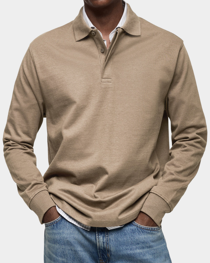 Men's Long Sleeve Collared Button-Front Polo Shirt - photo 7