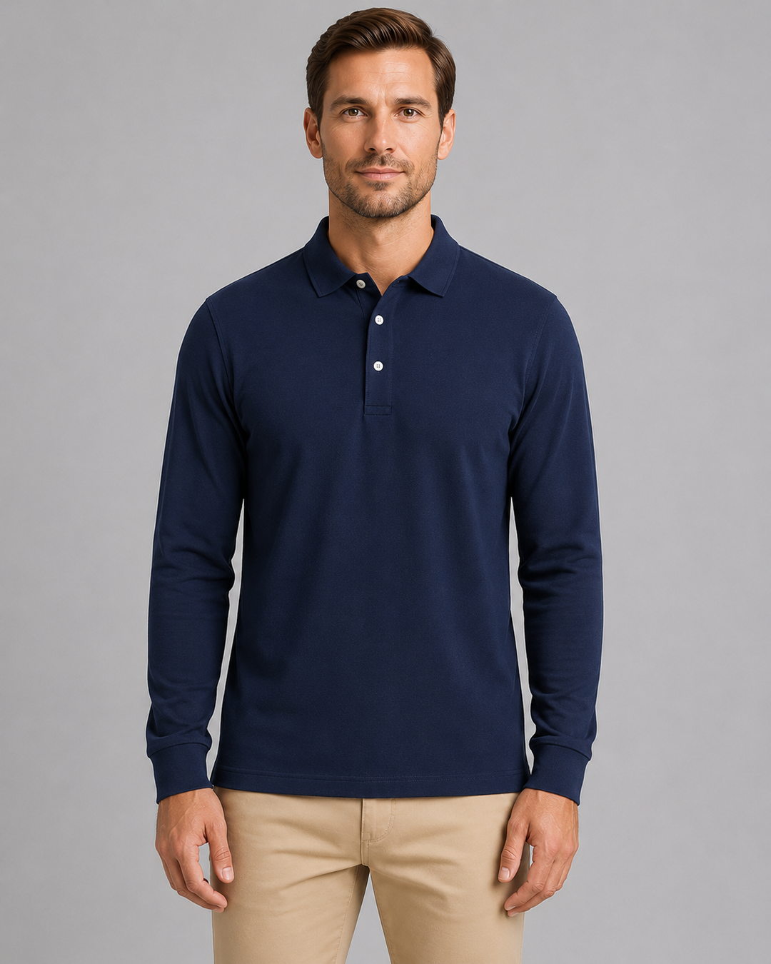 Men's Oversized Button-Front Polo Shirt with Collar - photo 1