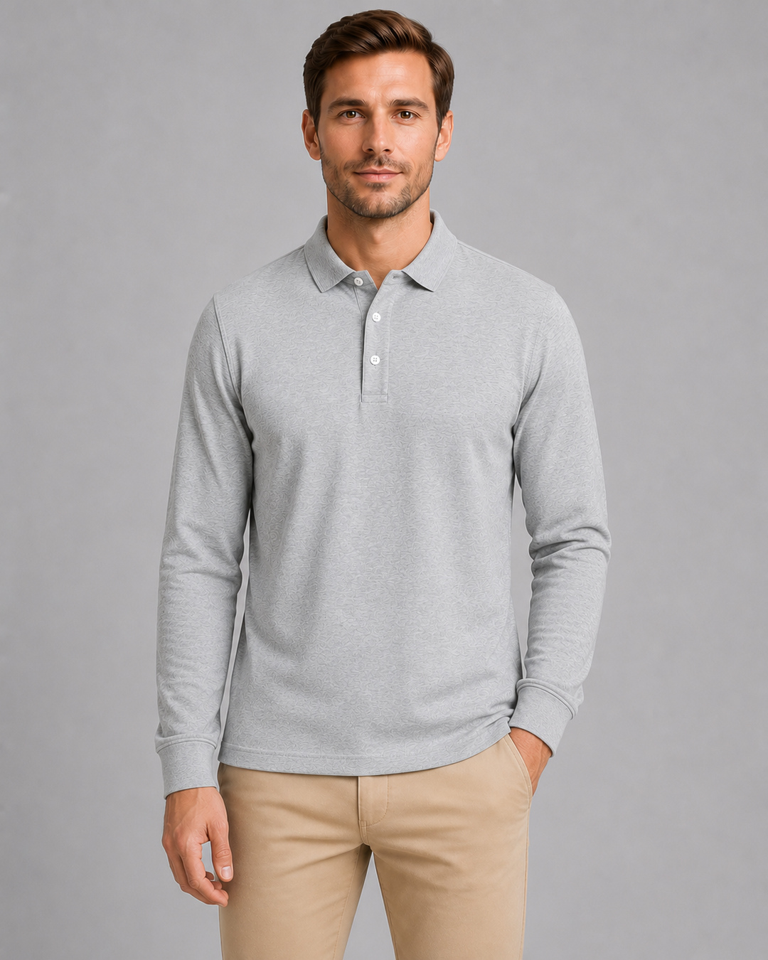 Men's Oversized Button-Front Polo Shirt with Collar - photo 2