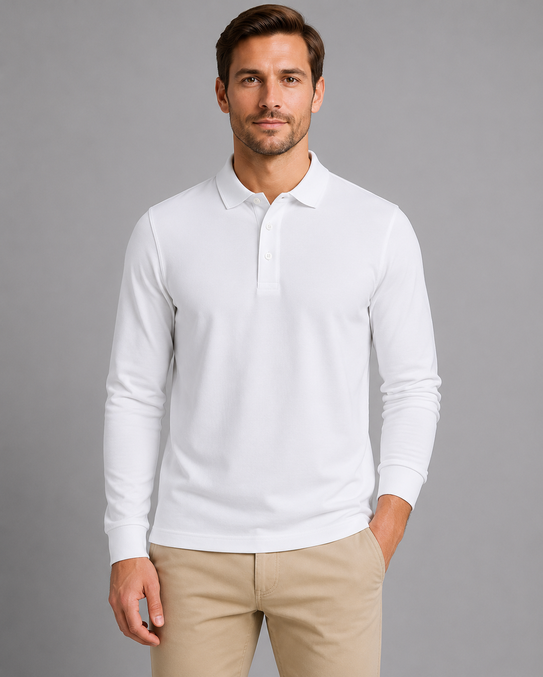 Men's Oversized Button-Front Polo Shirt with Collar - photo 3