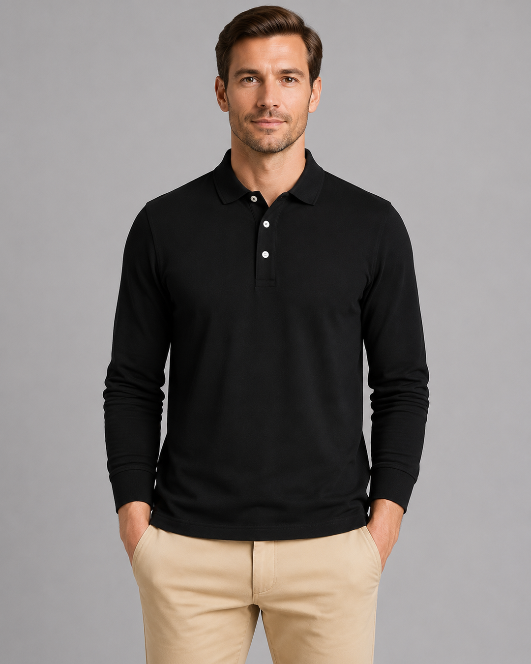 Men's Oversized Button-Front Polo Shirt with Collar - photo 4