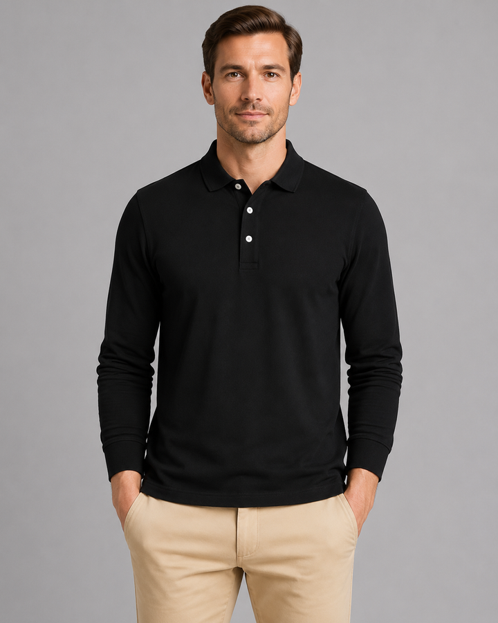 Men's Oversized Button-Front Polo Shirt with Collar - photo 4