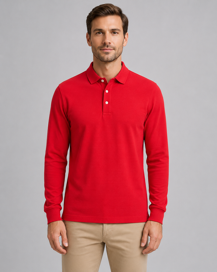 Men's Oversized Button-Front Polo Shirt with Collar - photo 5