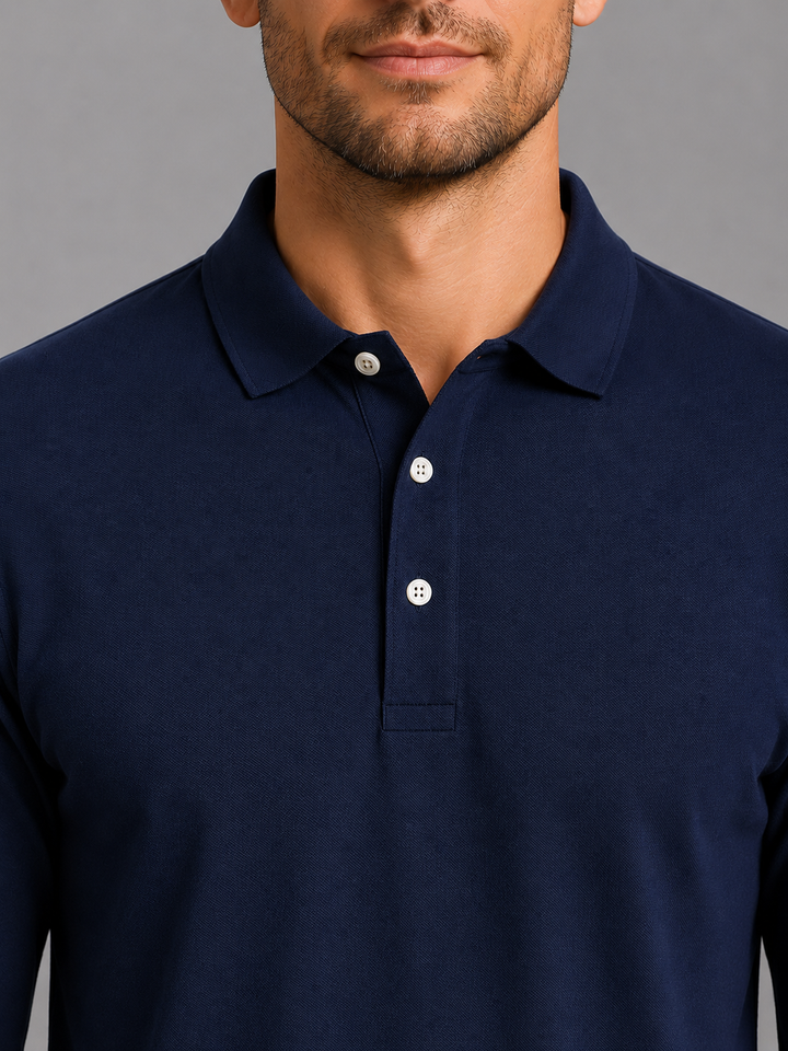 Men's Oversized Button-Front Polo Shirt with Collar - photo 7